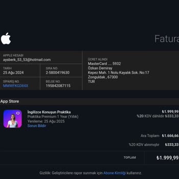 Apple Praktika Bilgim Dışı Hesabımdan Para Çekilmiş