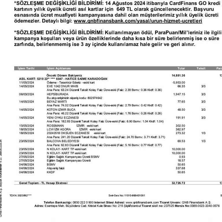 Nkolay İnternet Bankacılığı Kullanırken Kredi Kartımdan Yaptığım Hesap İşlemi