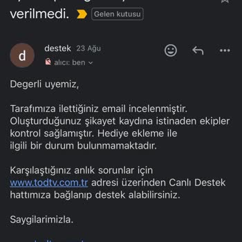 TOD Tv 1 Aylık Süper Lig Hediyesi Verilmedi