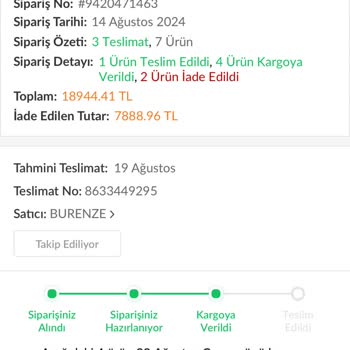 Burenze.com Siparişimin Kargoda Gözükmesine Rağmen Teslim Edilmemesi