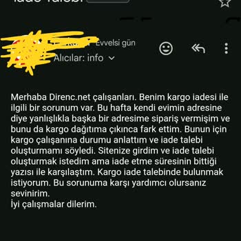 Direnc.net Kargo İade Sorunu