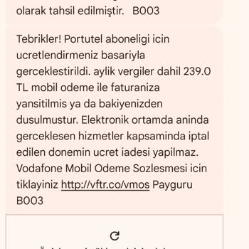 Vodafone'dan İstenmeyen Abonelik Ücreti Kesintisi