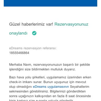 eDreams Aldığım Bilet Ve PNR Numarası Gönderilmedi