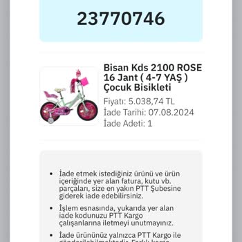 Kartal Bike Shop İki Ürün Arasında Fark Var Kullanılmayan Ürün Aynı Şekilde Gönderildi