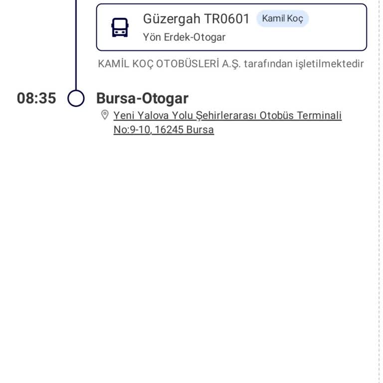 Kamil Koç Sefer Saati Bilgilendirmeme