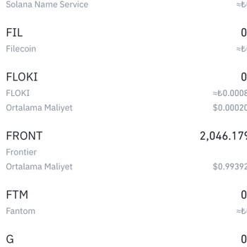 Binance TR De Hesabımda Front Coin Gözükmemesi