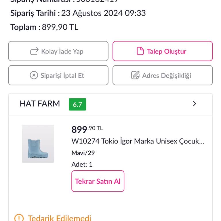 Pazarama Tedarik Edilemeyen Ürünler