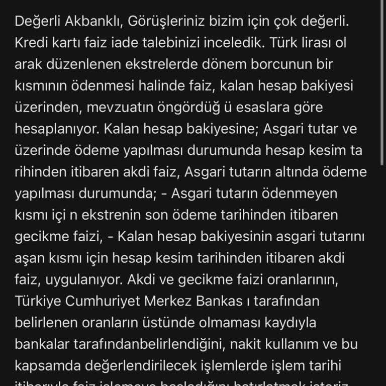 Akbank Kredi Kartı Faiz