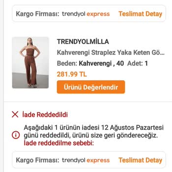 Trendyol Milla'da İade Sürecinde Yaşanan Sorunlar