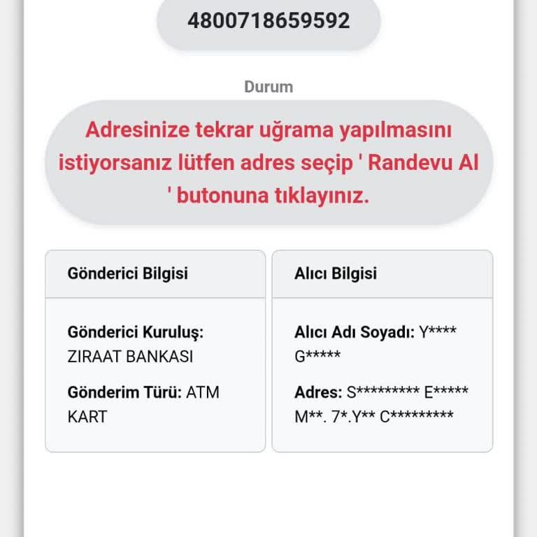 Kuryenet Ziraat Kartımı Ulaştırmadı.