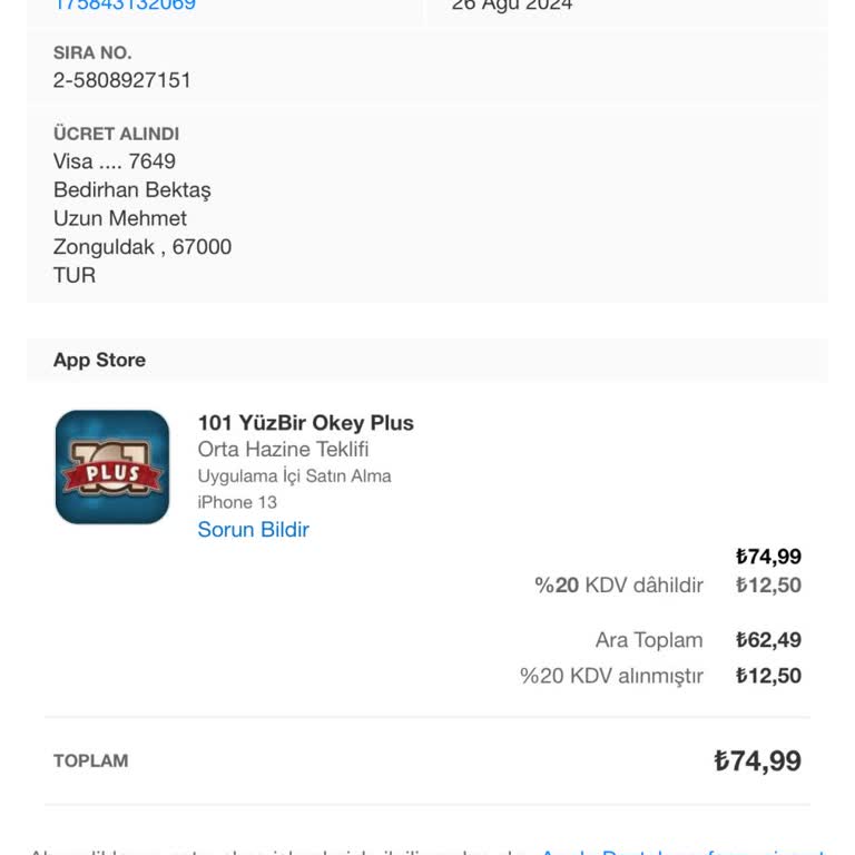 101 Okey Plus Çip Satın Alma Sorunu