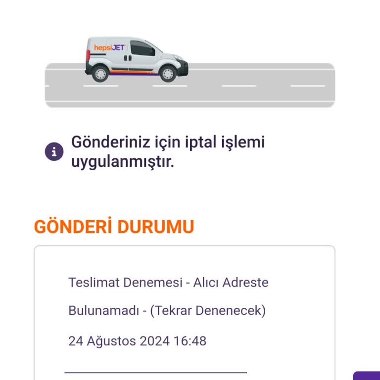 hepsiJET Gönderimin Teslim Edilememesi Hakkında