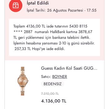Boyner Sipariş İptali Ve Fiyat Artışı Şikayeti