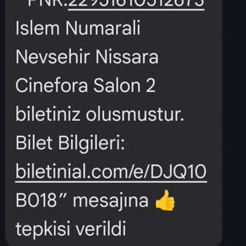 Cinefora Biletinial.com'dan Alınmadığı Halde Gelen Bilet Mesajı
