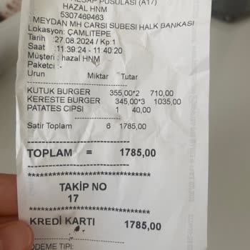 Balta Burger Siparişimde Beklenmedik Ekstra Ücretler