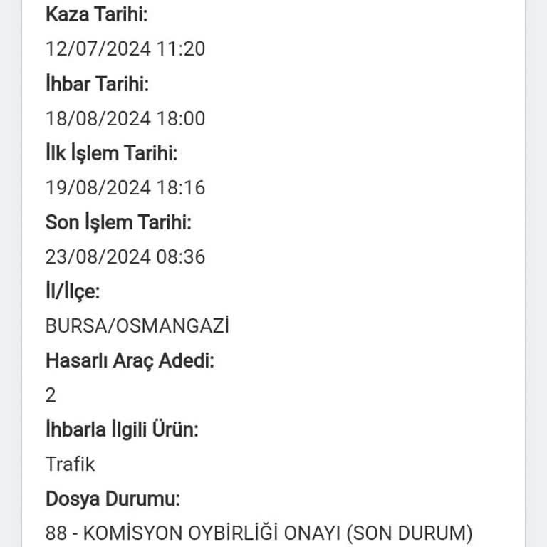 Sigorta Bilgi ve Gözetim Merkezi Kaza Tespit Tutanağına İtiraz Talebi