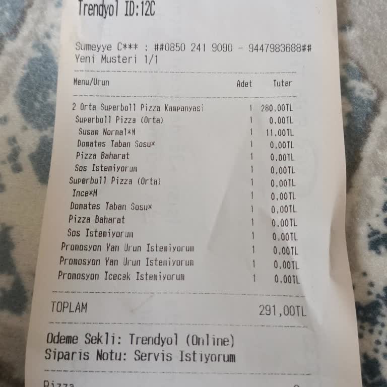 Pizza Hut Verilen Siparişe Ayrı Yeten Para Ödememe Rağmen Önemsenmemesi