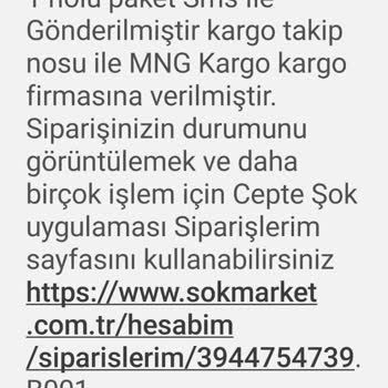 Şok Marketler MNG Kargo Takip Numarası Yok