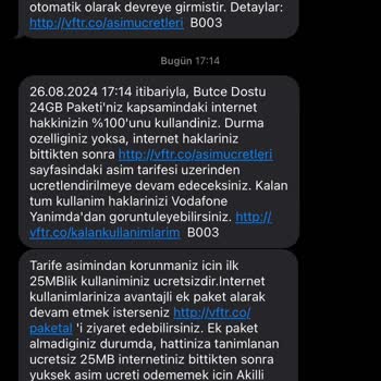 Vodafone Paket Aşımı ve Müşteri Hizmetlerine Ulaşamama Sorunu