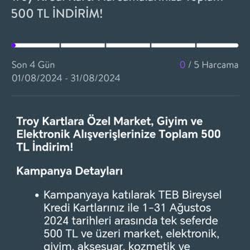 TEB Bonus Troy Kredi Kart Taksit Yapmıyor Ve Kampanya Desteklemiyor.