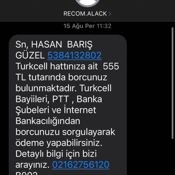 Recom Alacak Yönetimi Recom. Alacak Yönetimi Tarafından Yanlış Borçlandırma Mesajları...