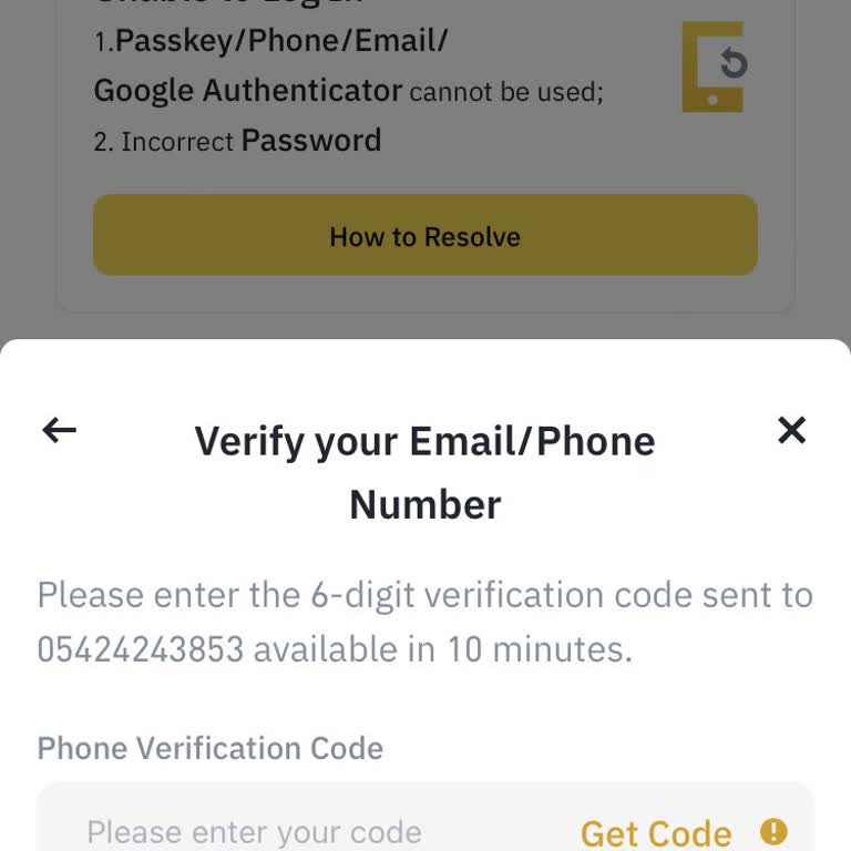 Binance Email/Phone Not Found Error Unresolved