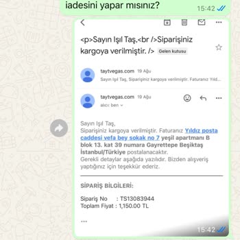 Tayt Vegas Stok Bitmiş Ürün Satıyor Ve Ücret İadesi Yapmıyor