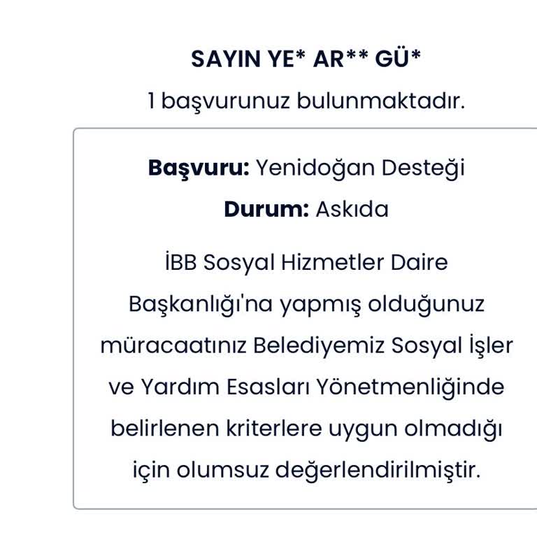 İBB - İstanbul Büyükşehir Belediyesi Yenidoğan Paketi Reddi