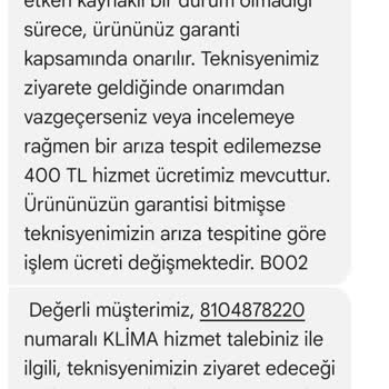 Vestel İstanbul Kadıköy Bölge Servis Şikayeti