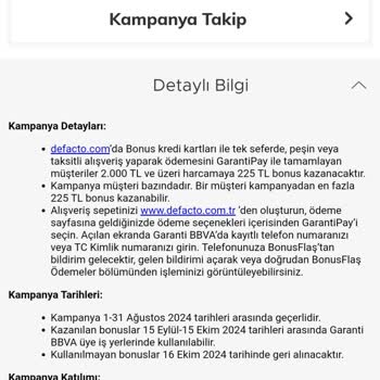 DeFacto Garanti Bonus Kampanyasını Vermiyor Uygulamıyor.
