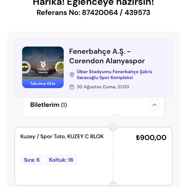 Passolig Bilet Ücret İadesi