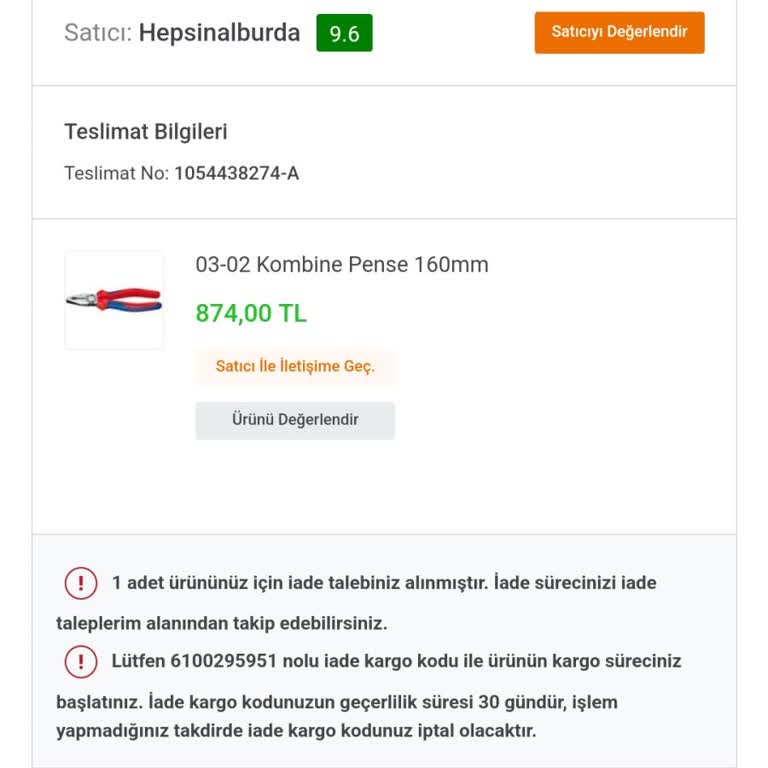 Koçtaş Teslimat Sorunu Ve İade Süreci Hakkında Şikayet
