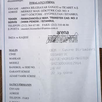 Arena Bilgisayar Gigabyte Ana Kart Arızası Ve İadesi Problemi!