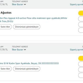Amazonda 2 Ay Süren Sipariş