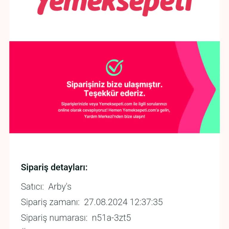 Yemek Sepeti Teslim Edilmeyen Sipariş