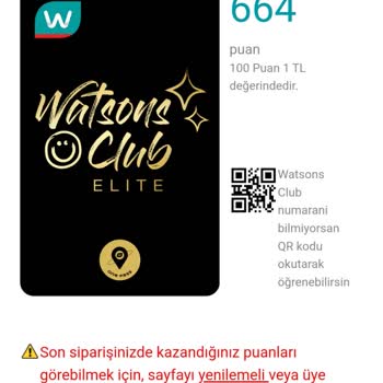 Watsons Elitecard Puanlarımı Yüklemiyor