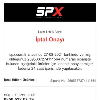 SPX Sipariş İptali Ve Para İadesi Sorunu