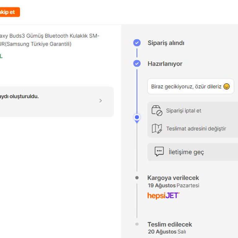 Hepsiburada Samsung Galaxy Buds3 Siparişim Teslim Edilmedi Ve Müşteri Hizmetleri Cevap Vermiyor