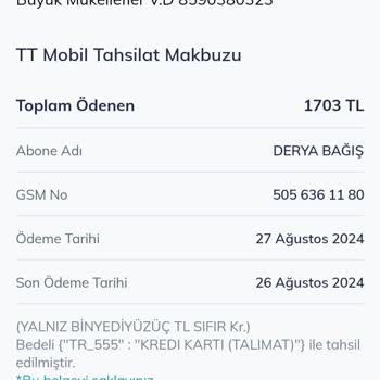 TT Mobil Faturamı 2 Kez Ödedim