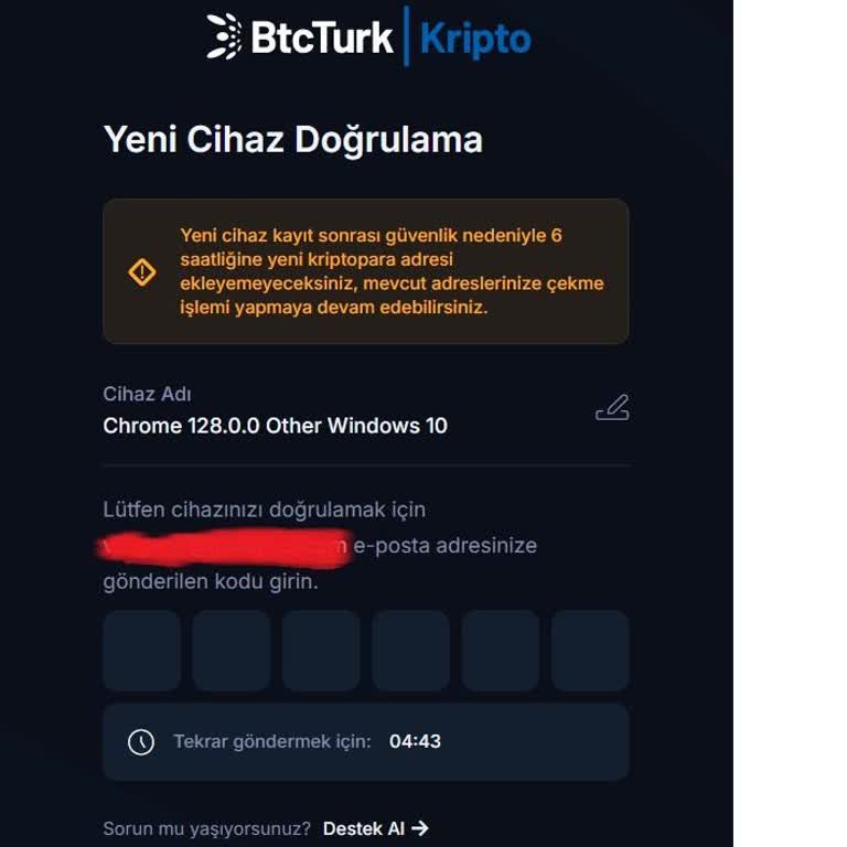 BTCTURK E-Maile Onay Kodu Göndermiyor Sisteme Giremiyorum!