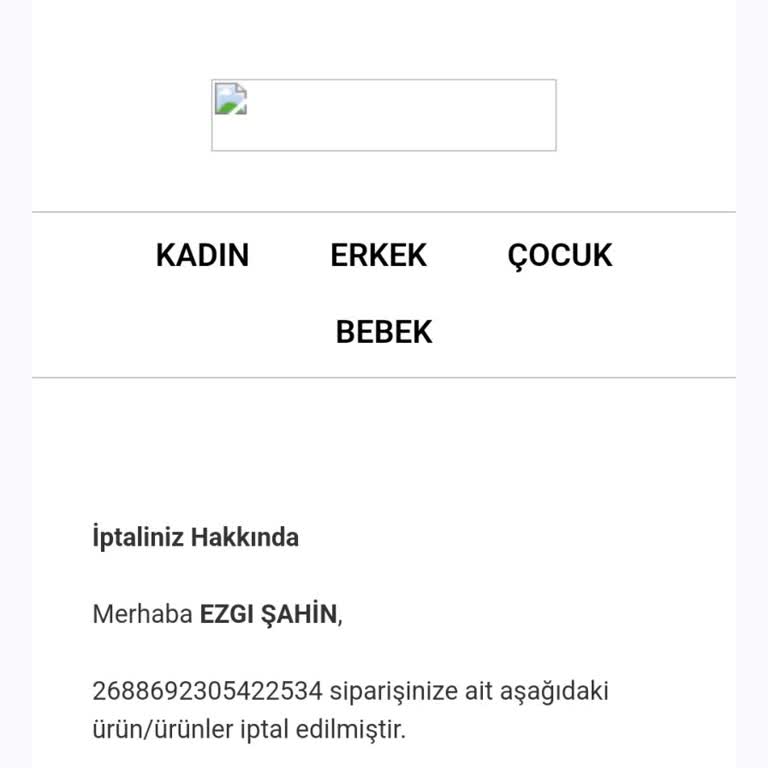 Koton Ürünümü İptal Etti.