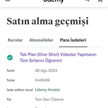 Udemy Para İademi Yapmıyor
