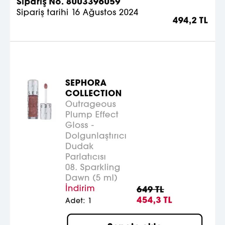 Sephora Sitesinden Yapmış Olduğum Siparişimi Göndermiyor.