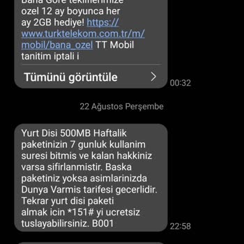 Türk Telekom Yurt Dişi Paketi Şikayet