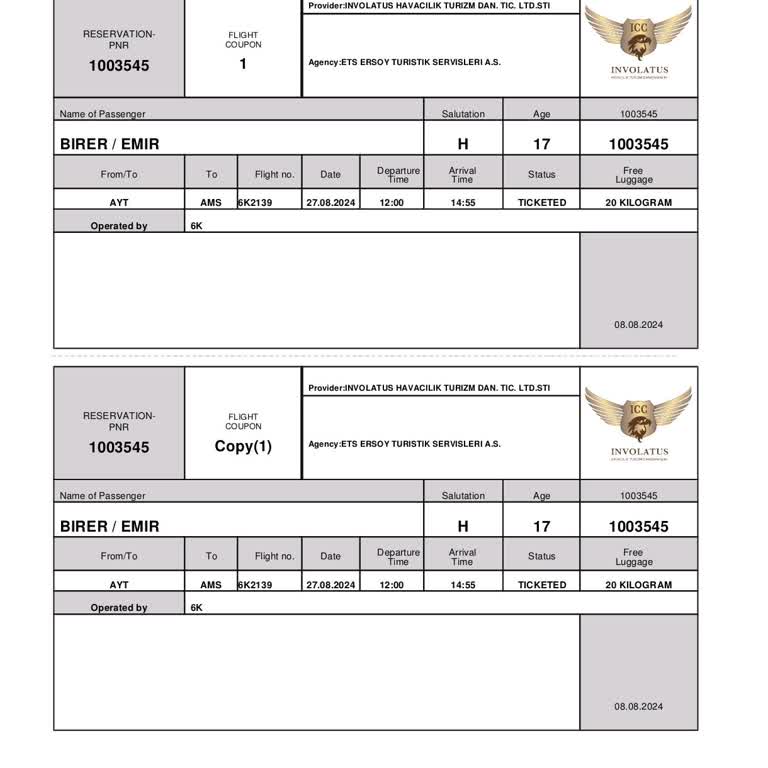 ETS Sitesi Ucuzabilet.com Tarafından Satılan Air Anka Uçak Biletleri