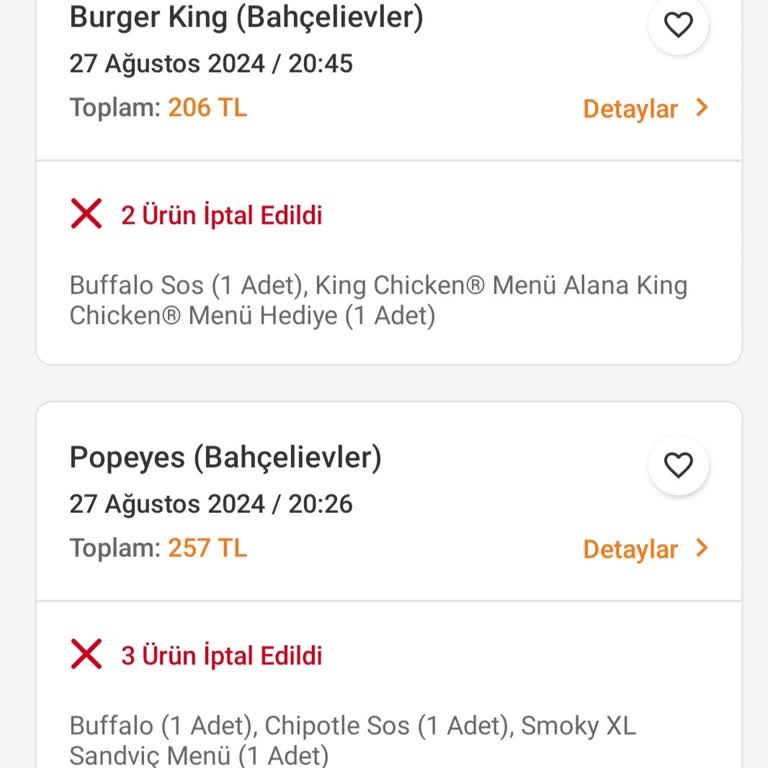 Trendyol Yemek Sipariş İptali Sorunu