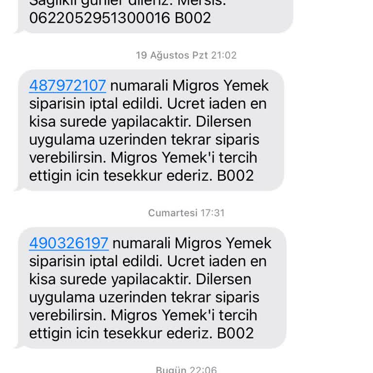 Migros Yemek Sipariş İptali Ve Müşteri Memnuniyetsizliği!