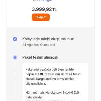 hepsiJET Hepsiburada İade Kargomu Almaya Gelmiyor