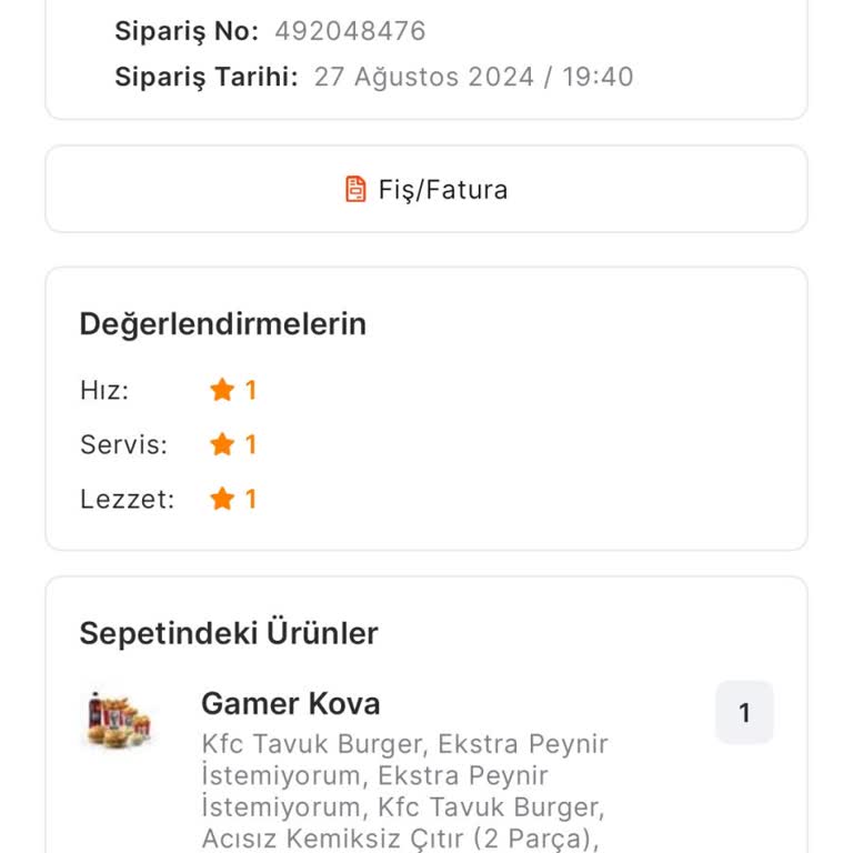 Migros Yemek Sipariş Teslimatı Yapmadan Teslim Edildi Bildirimi