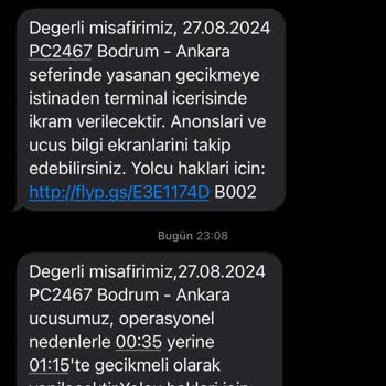 Pegasus MİLAS-Ankara Uzun Rötar